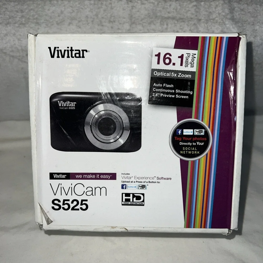 Vivitar ViviCam S525 Digital Camera 16.1MP Purple Open Box Point Shoot Compact